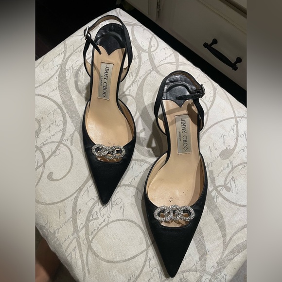 Jimmy Choo Satin Heels 37 1/2 - Picture 1 of 7
